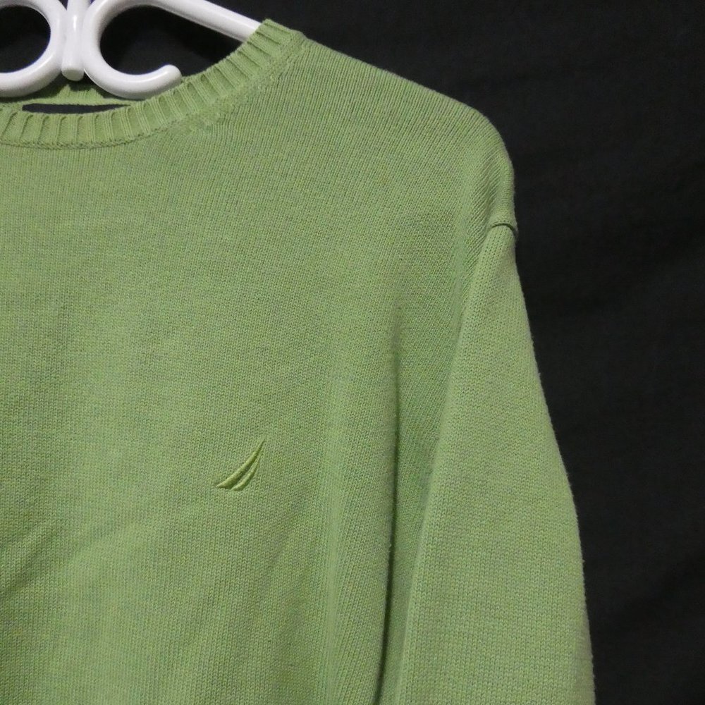 NAUTICA | medium | 100% Cotton | Green Knit Crewneck Sweater | EUC - Picture 7 of 16